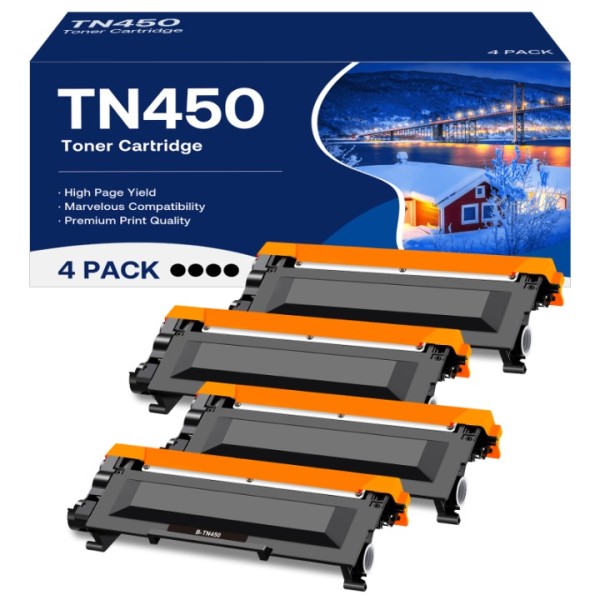 MCYCOLOR Tn450 Toner Cartridge High Yield Replacement for Brother TN-450 TN420 Compatible with HL-2270DW HL-2280DW MFC-7360N MFC-7860DW DCP-7065DN Printer (4 Black)